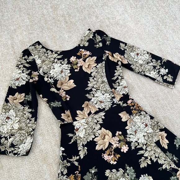 3 for $6 ASOS Stradivarius Black Floral Boho Summer Cocktail Mini Dress S - Picture 3 of 9